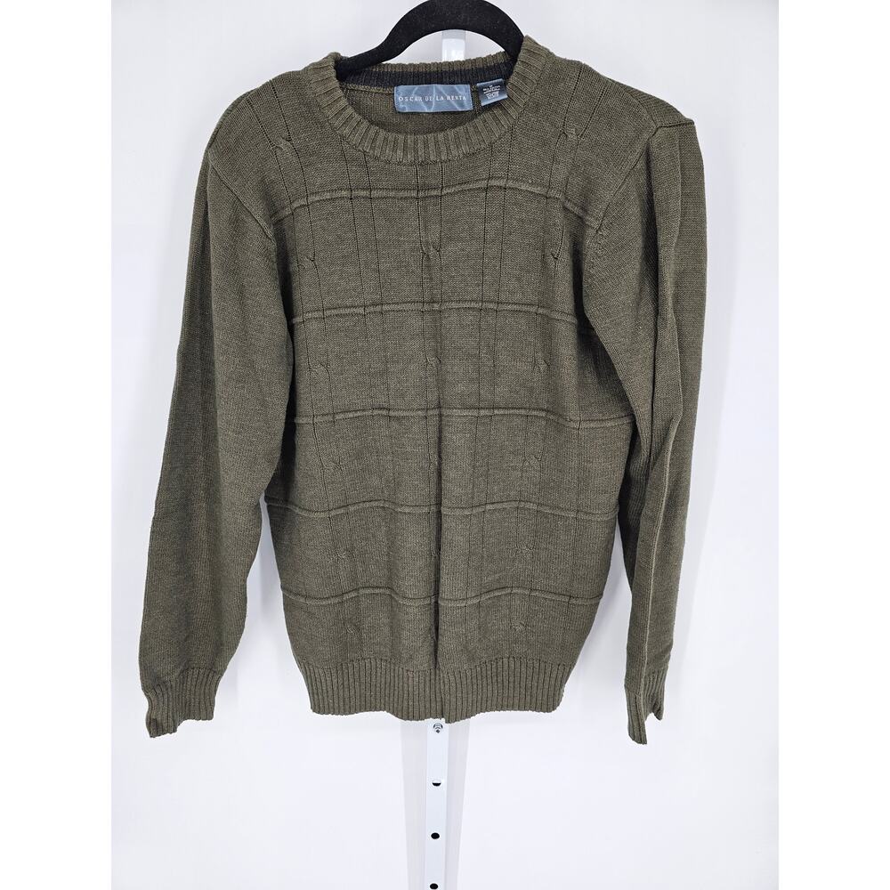 Oscar De La Renta Men's Green Long Sleeve  Crewneck Sweater Size M